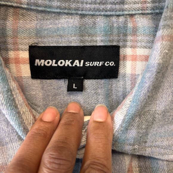 Molokai Surf Co Shirt Soft Button Plaid Outdoors Skater Comfy Casual Preppy - Picture 3 of 10